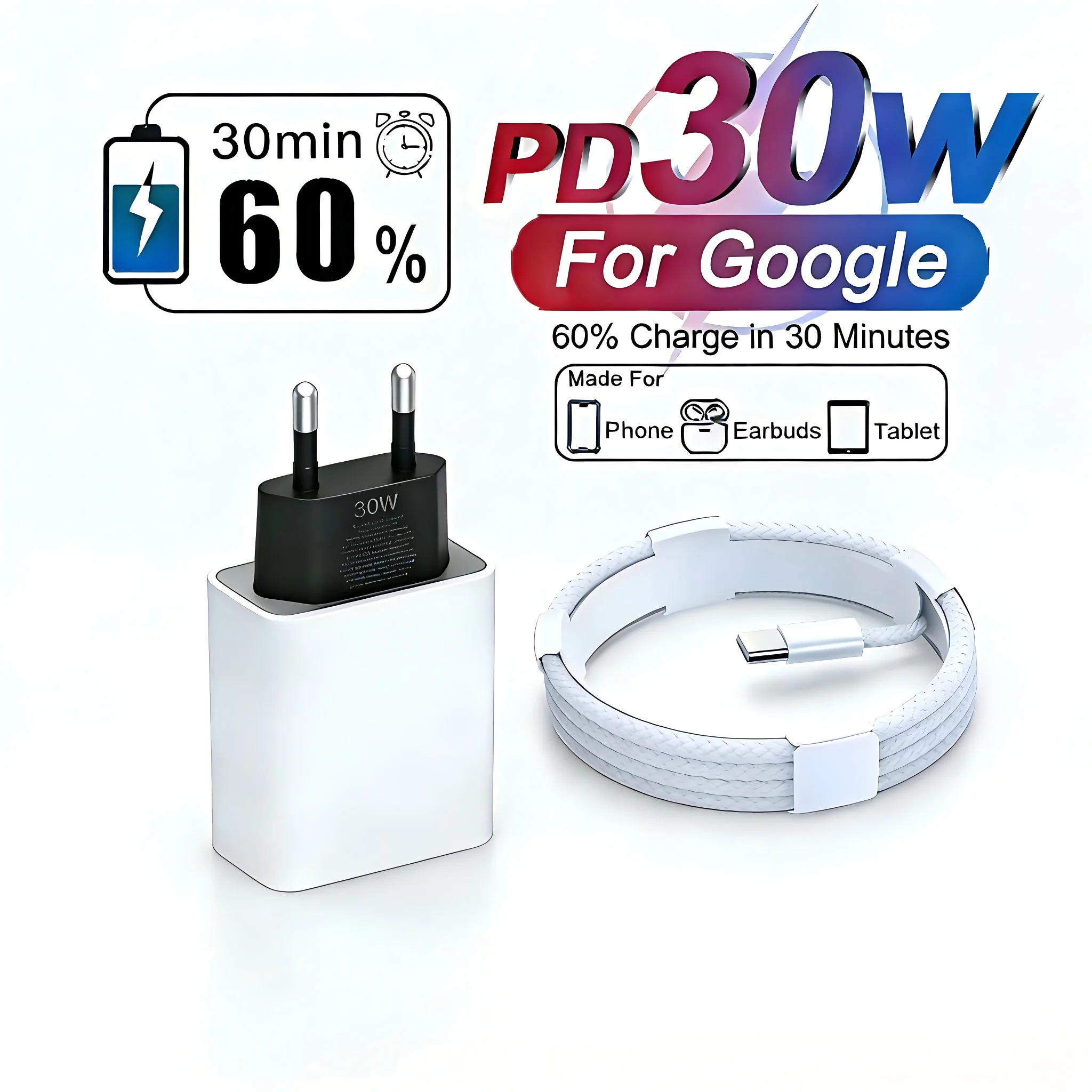 For Google Original 30W USB C Charger For Google Pixel 10 9 9A 8 7 6 Pro XL Type C Charger Fast Charging Cable Phone Accessories