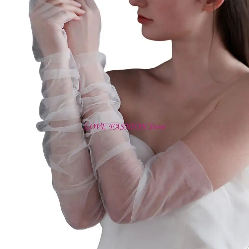 النساء الأكمام الزائفة قفازات تول تولس بسيطة للأصفاد الزخرفية لحفل الزفاف Y166