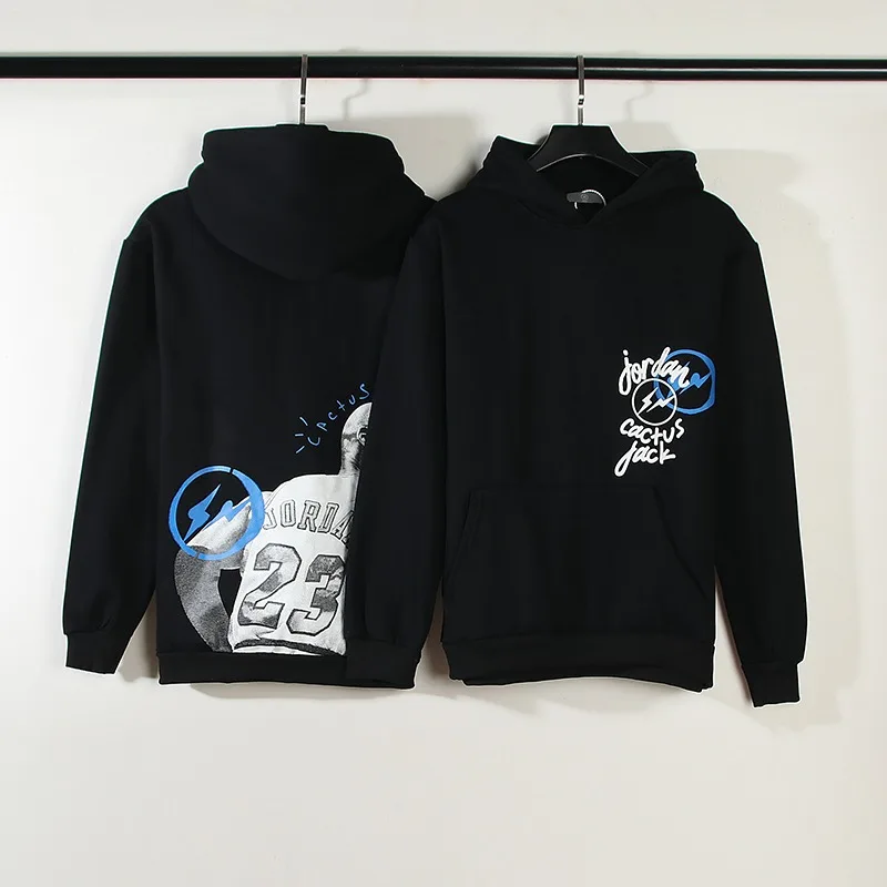 High Street Hiroshi Fujiwara co-signed the Flying Man Crack Lightning print male and female couples hoodie hoodie tide