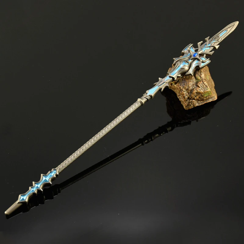 30 سنتيمتر/11.81in DoulaContinent أنيمي الأجهزة الطرفية الأزرق والفضة أفرلورد لانس فنون الدفاع عن النفس الأسلحة نماذج معدنية كاملة الحرف الحلي #3