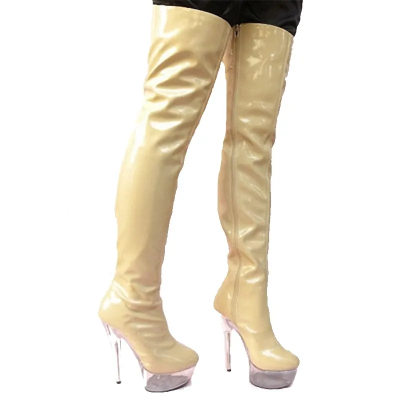 

Ultra 15cm Sexy Over-The-Knee Boots Fashion Soft PU Leather Thigh High Boots Sexy Long Boots For Women dance shoes