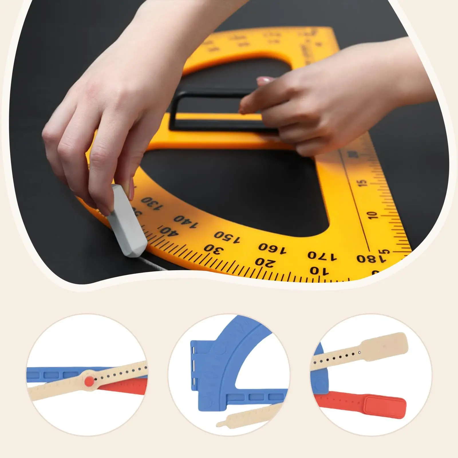 

Braille Protractor Portable Convenient,Easy Use Lightweight Math Geometry Tool Ruler Learning Supplies for Home School Office