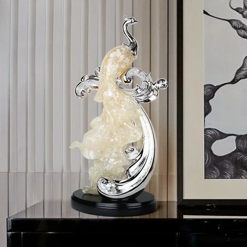 European peacock phoenix ornament living room TV cabinet wine cabinet study entrance home decoration handicrafts