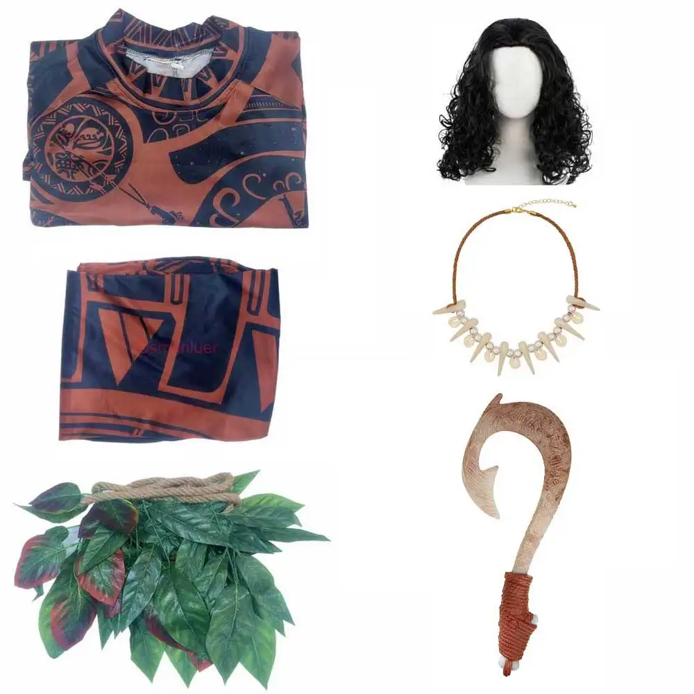 Adult Moana Maui Costume Halloween Cosplay Tattoo Dress Up Carnival Outfit Men Women Maui Halloween Costume image 3