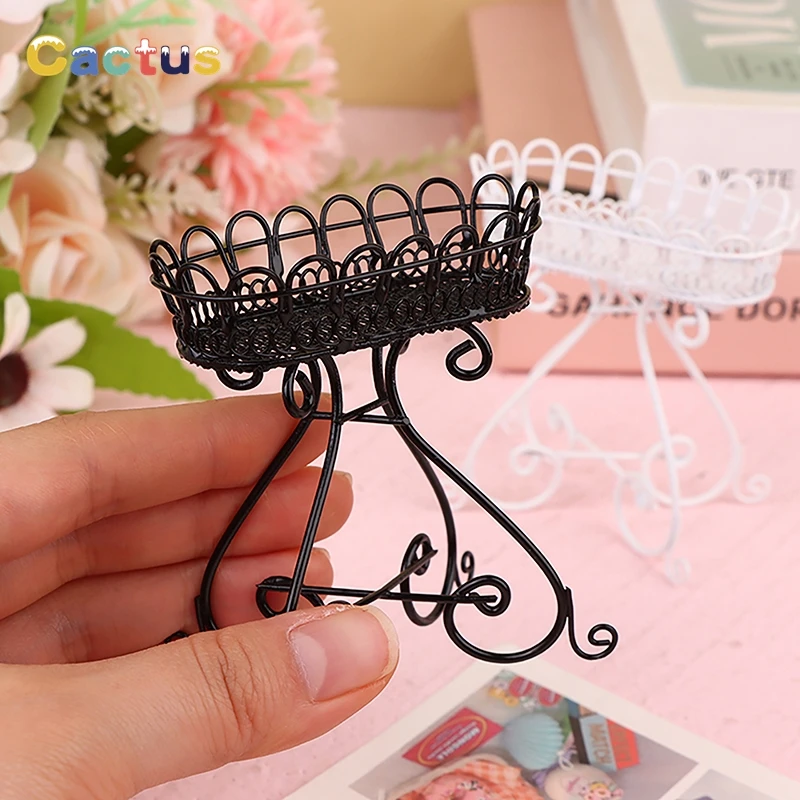 1:12 Dollhouse Miniature Flower Stand Display Shelf Iron Storage Rack Doll Furniture Model Decor Toy Doll House Accessories