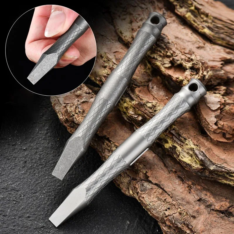 Titanium Alloy Crowbar Outdoor Hiking Camping Multifunctional EDC Broken Window Durable Waist Hanging Keychain Survival Tools