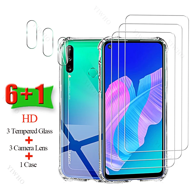 6+1 Screen Protectors Tempered Glass for Huawei P40 Lite E Soft Case Camera Lens Cover for Huawei P 40LiteE 6.39