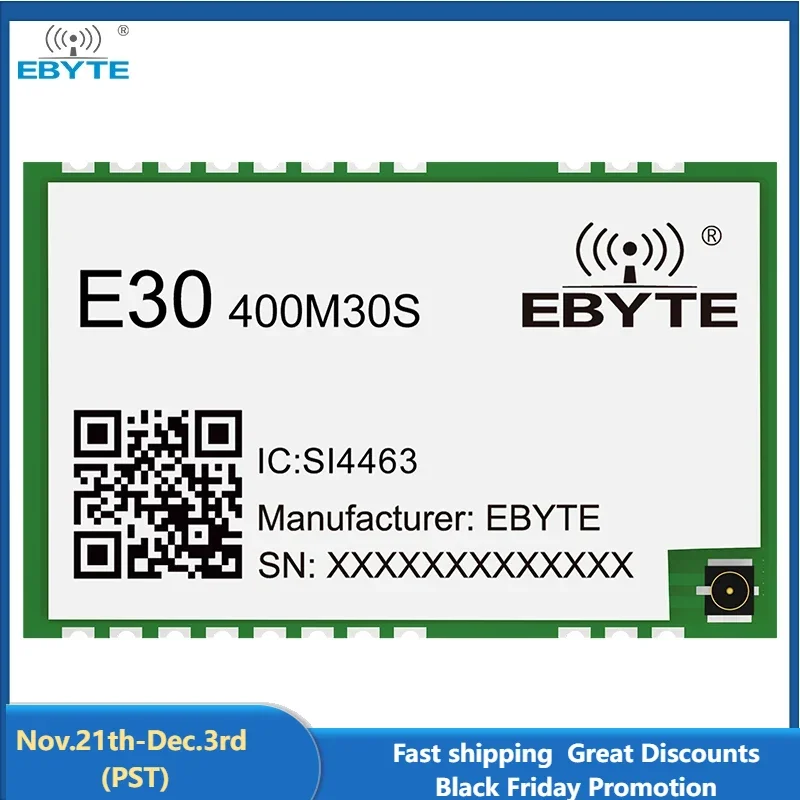 SI4463 Wireless Module 433/470 MHz E30-400M30S(4463) 30 dBm Long Range 5.6KM 1W IPX/Stamp Hole Antenna SMD SPI Wireless Module