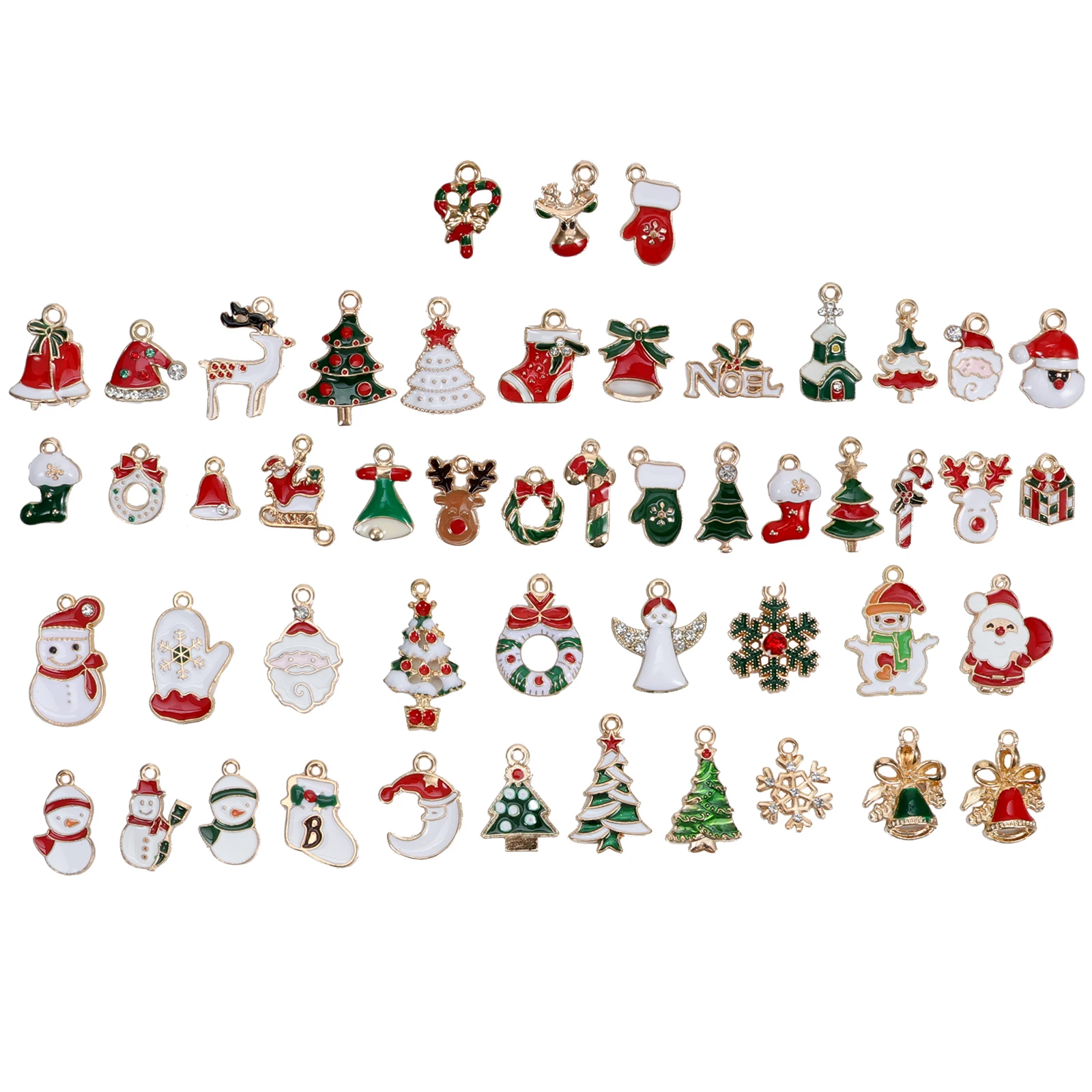 

50 Pcs Christmas Pendant Charm Enamel Ornament Bracelet Accessory DIY Earring Jewelry