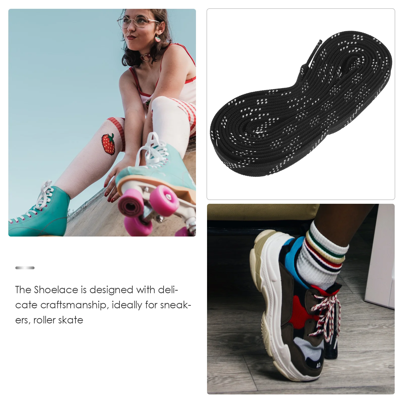 ローラースケート靴紐プロフェッショナルホッケーレーススタイリッシュな耐摩耗性アイススケートレーススポーツ靴紐交換用