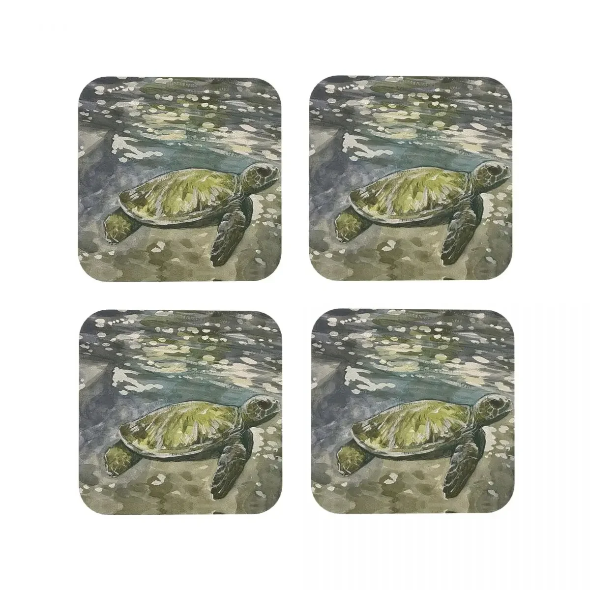 Honu Shallow Coasters Kitchen Placemats Waterproof Insulation Cup Coffee Mats For Decor Home Tableware Pads Set of 4