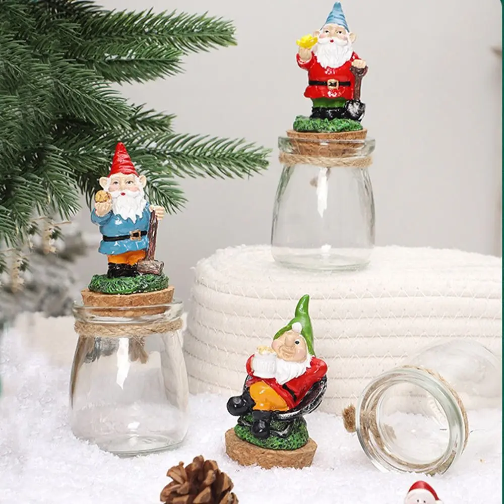 Crafts Resin Dwarf Elf Candy Can Creative Cute Santa Claus Candy Jar Exquisite Unique Storage Bottle Thanksgiving