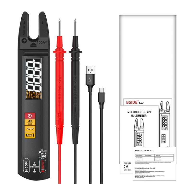 BSIDE U0 Digital Clamp Meter Fork DC AC 100A Smart Ammeter Pliers TRMS Current Auto Multimeter Voltage Electrical Tester