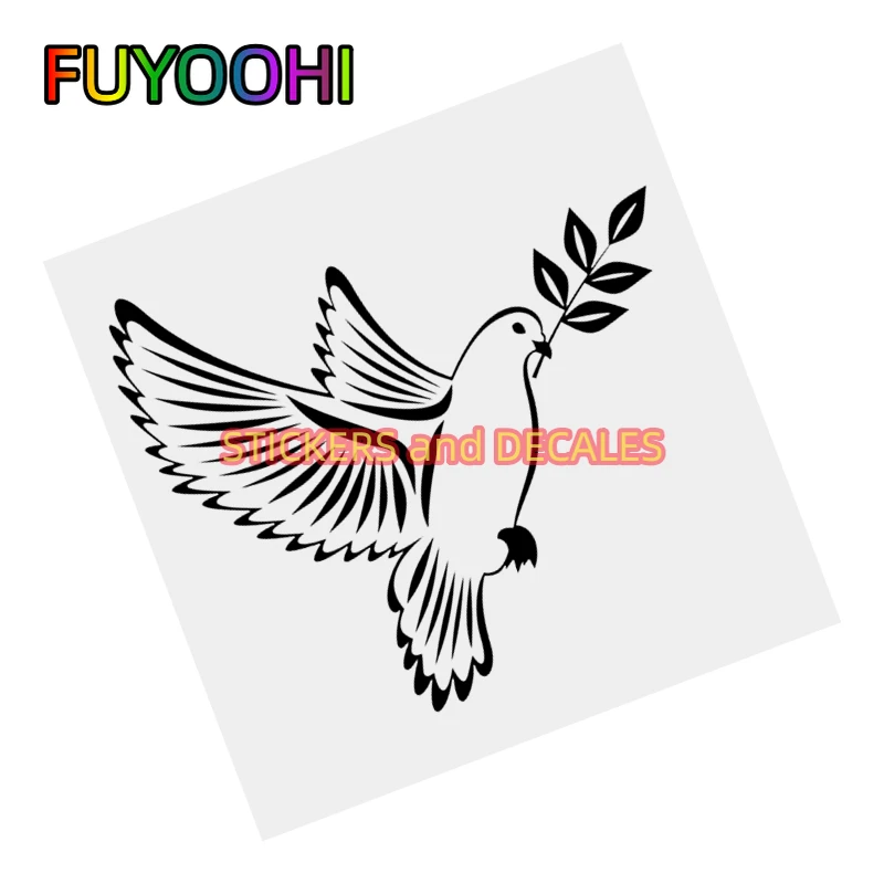 FUYOOHI Decals Transparent Car Stickers Vinyl Decal Dove of Peace with Olive Branch Motorcycle Decorative Accessories Creative