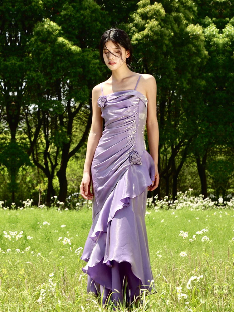 

Беспроводное платье-русалка WUXIAN премиум-класса для взрослых, роскошное, легкое, ручной работы, с цветами, с завышенной талией, длинное, с хвостом русалки