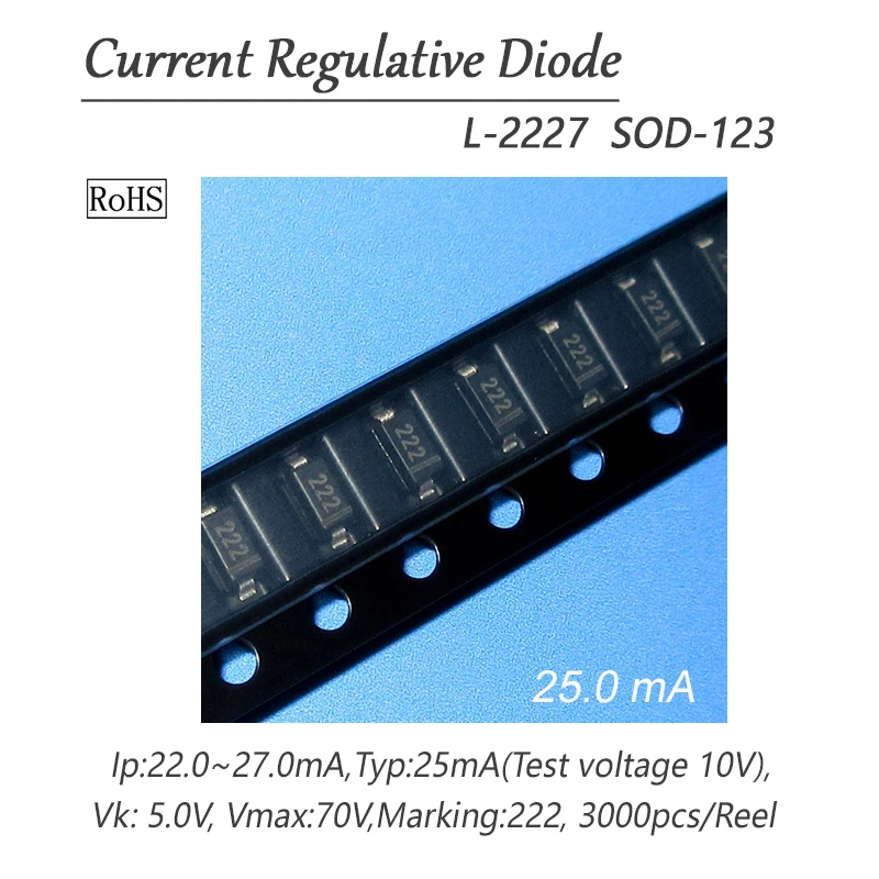 5PCS CRD Diode L-2227 25.0mA SMD SOD-123 Current Regulative Diode New It can be applied to LED power supply and sensors