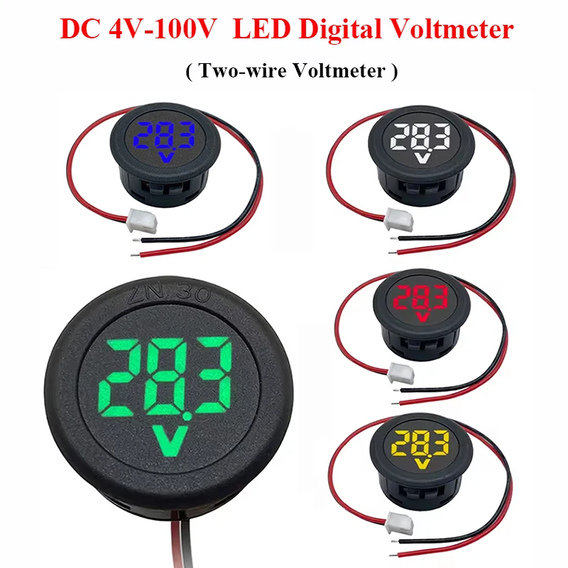 

DC12V-72V LED Digital Voltmeter, 34mm Circular Digital Voltage Meter