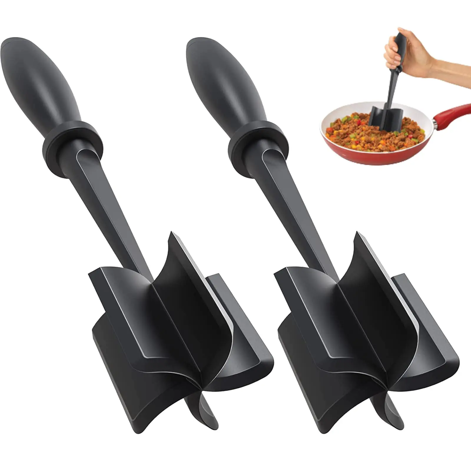 1/2 Pc Meat Chopper Heat Resistant Meat Masher for Ground Beef Hamburger Meat Mix and Chop Kitchen Tool & Meat Browning Utensil