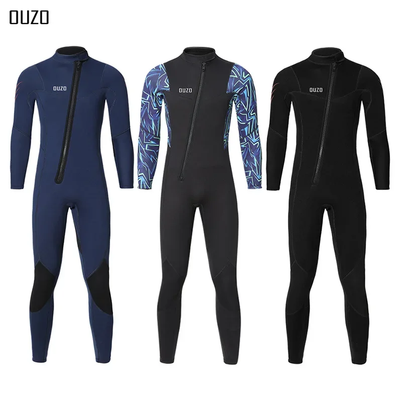 3Mm wetsuit men's long-sleeved one-piece thickened cold-proof and warm snorkeling wetsuit surf suit winter swimsuit