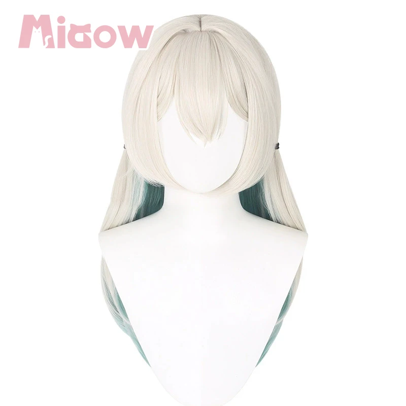 Honkai: Star Rail Firefly Cosplay Wig, Cream White Gradient Mint Green Heat Resistant Synthetic Wig for Cosplay Halloween