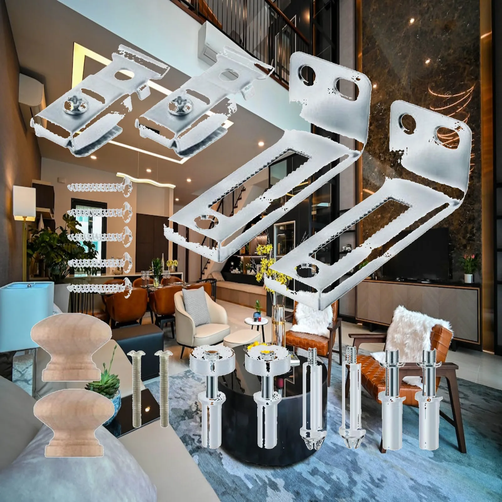 Stainless Bifold Door Hardware Set Door Hinge and Pivots Easy Install Repair Kit for Sliding Closet and Pocket Doors