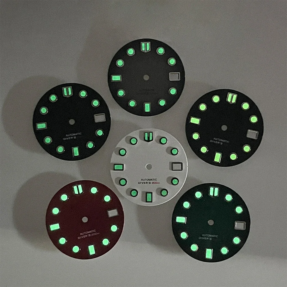 29mm S Logo Dial Fit NH35/NH36/4R/7S Japanese Movement Green Luminous Sunray/Matte High-Quality Watch Accessories