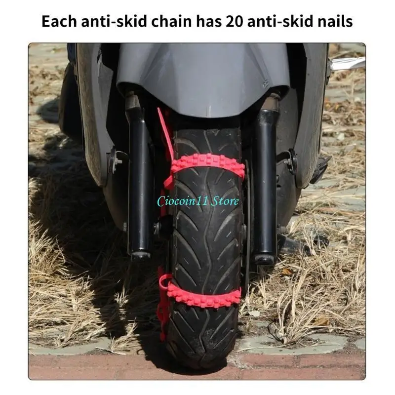 Y1UB 10Pcs Anti Snow Chains Emergency Tyre Wheel Cable Adjustable Anti-Slip Snow Tire Chains for Car SUV Anti Skid Cable Tie