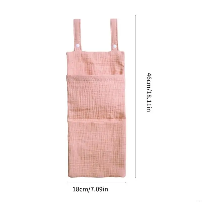 97BE Baby Friendly Bed Diaper Case Storage Hanging Bag with Divided Compartment Soft Cotton Fabric for Nursery Organization