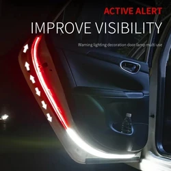1/2pc Car Door Opening Warning Atmosphere Light Strip 12V LED 120cm Decoration Welcome Decor Ambient Lamp Safety Car Accessories