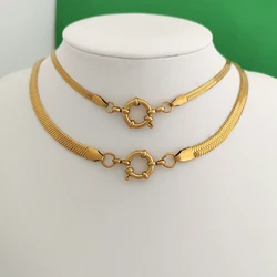 Anchor Spring Clasp Necklace Women Men Choker Stainless Steel Geometric Link Blad Chain Basic DIY Gold Silver Color PVD Buckle