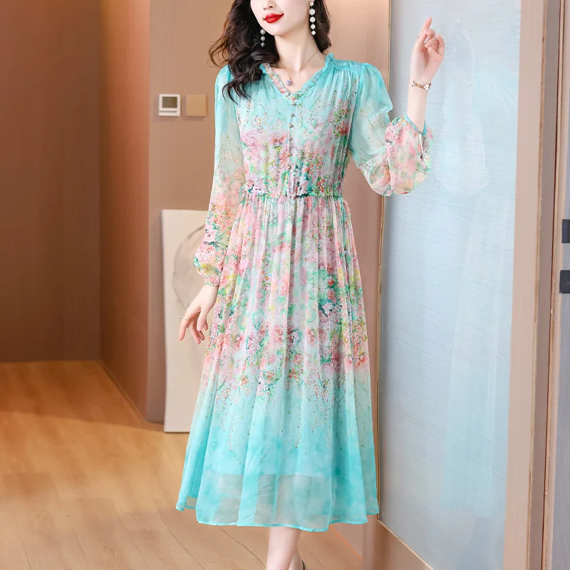 Spring Summer Women Boho Luxury Floral Beading Midi Dress 2025 Korean Elegant Loose Midi Dress Vintage Party Evening Vestidos