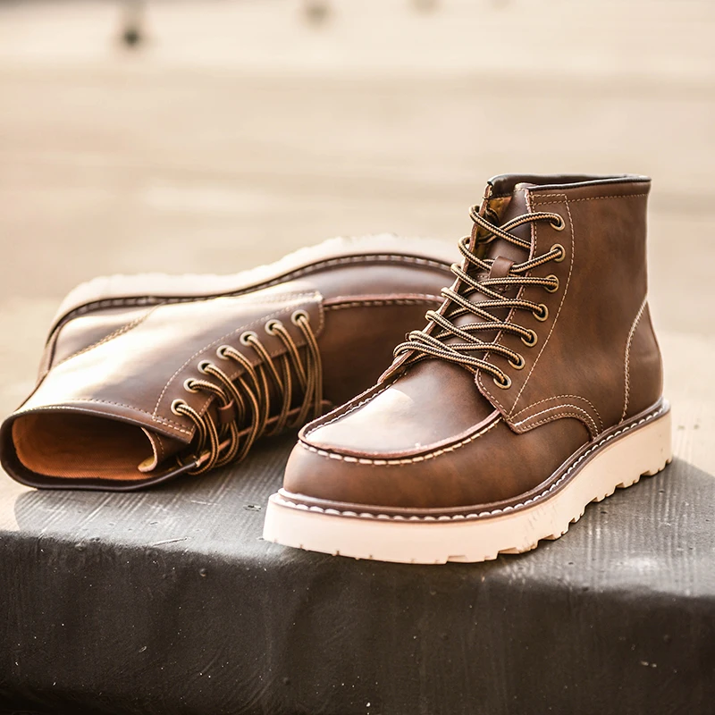 

Американские ретро-сапоги Кожаные рабочие ботинки ort Boots Мужские рабочие ботинки до середины икры в стиле ретро Briti Sle Leather oes