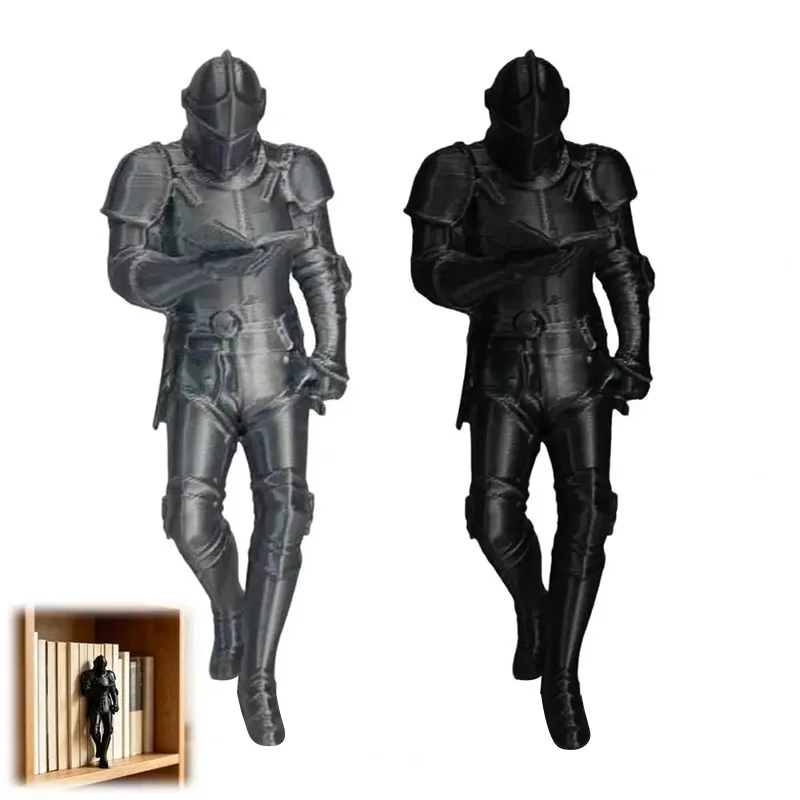 3D Printed Medieval Knight Book Nook Bookend Decor Armored Gothic Knight Statue Fantasy Bookshelf Figurine Decor Gift