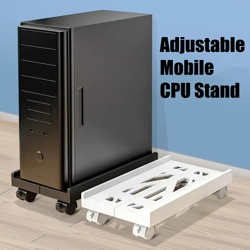 Dudukan Menara PC Seluler yang Dapat Disesuaikan dengan Roda di Bawah Meja Dudukan CPU Dudukan Host Komputer Seluler Stabil yang Dapat Disesuaikan untuk Rumah Kantor