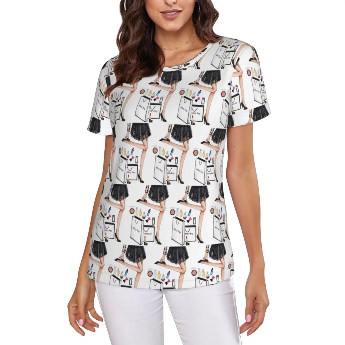 Camiseta feminina Mary Kay Cosmetics, manga curta, gola redonda, algodão, camisetas de verão, streetwear