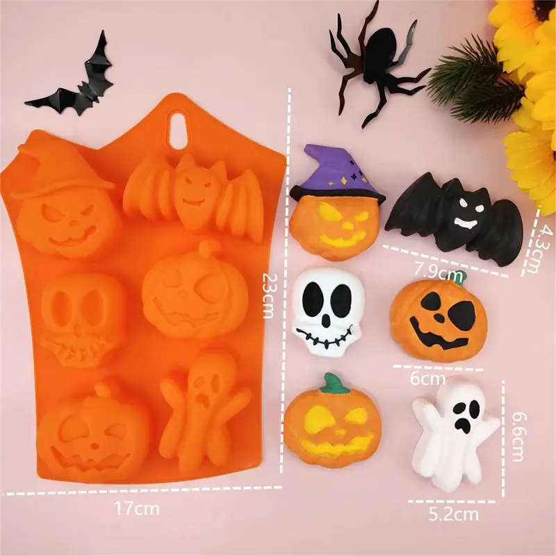 

Halloween Silicone Cake Mold Pumpkin Bat Skull Ghost Shape Diy Candy Pudding Chocolate Cookies Mould Party Decorate Baking Tools