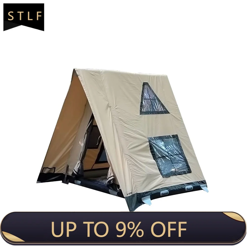 Inflatable Tent 4-8 Person 4-Season Waterproof Oxford Fabric Luxury Panoramic UV Protection Camping Tent with Carry Bag