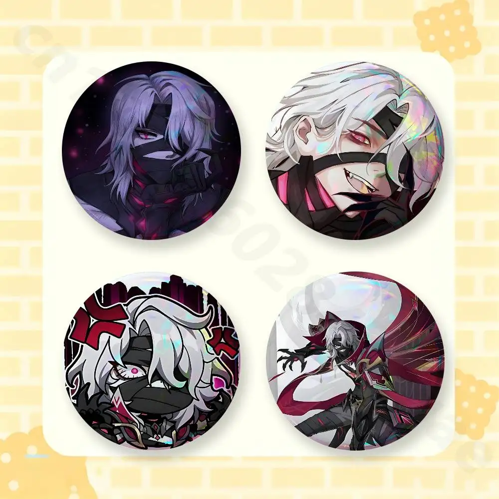 G-Genshin Rerir Reflective 2 Pieces Set Badge Set Fashion Brooches for Women Men Backpack Accessory Bag Badge