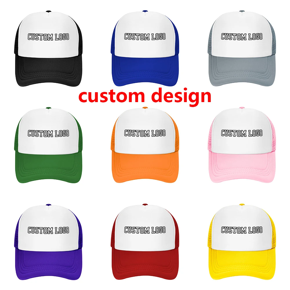 

Customized Logo Mesh Hats Men Women Foam Trucker Hats Sports Team Baseball Caps Logo Print Sun Hat Snapback Adult Gorros Caps