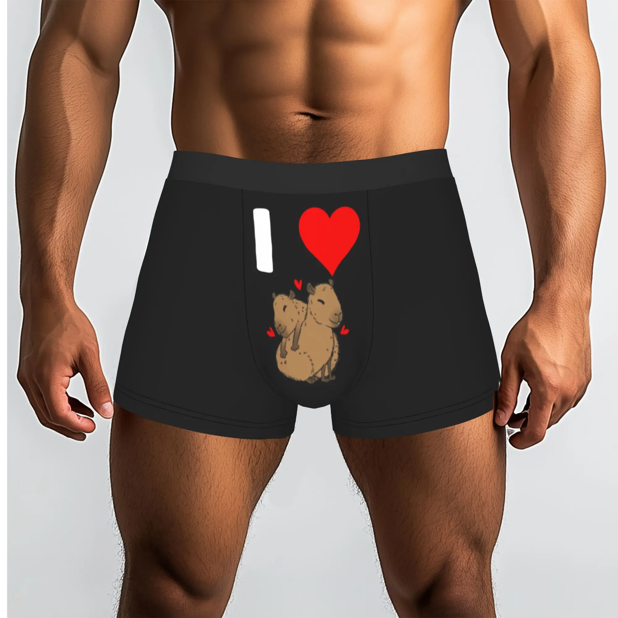 Customized Funny Capypara I Love Boxers Shorts Panties Men's Underpants Stretch  Briefs Underwear