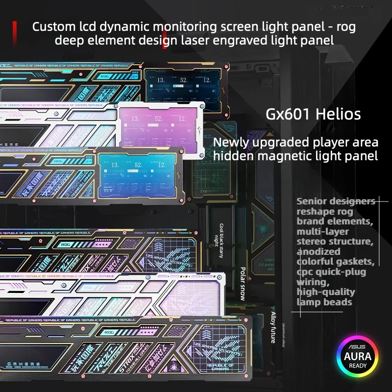 Magnetic Argb Lighting Panel 4pcs Kit with Dynamic Monitoring For  Asus ROG GX601 Helios PC Case Aura Sync High Quality 2026