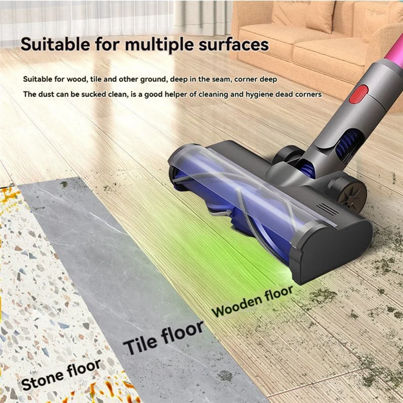 

Замена вакуумной головки ABVJ для Dyson V15 V11 V10 V8 V7, вакуумная насадка с зеленым светодиодом, не спутывающаяся роликовая щетка