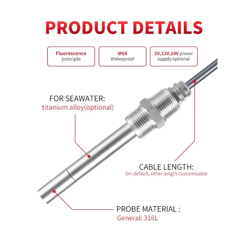 Seawater Optical  Probe Titanium Low Cost Industrial Grade Dissolved  Do Sensor in Water for Online Monitoring