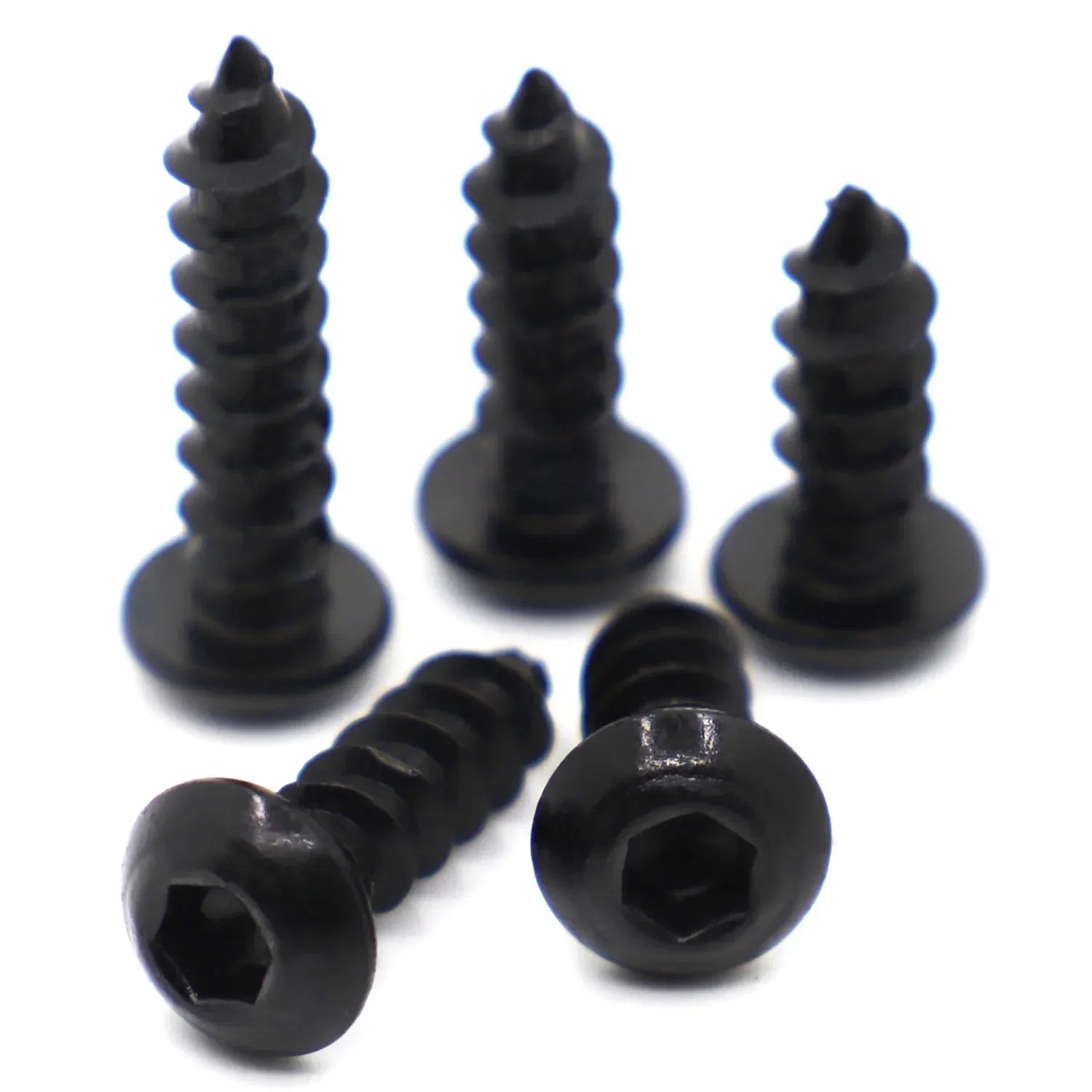 10-50pcs Black High Strength 8.8 Carbon Steel Pan Round Head Hexagon Socket Self Tapping Screws M2 M2.5 M3 M4 M5 M6