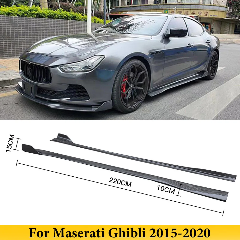 For Maserati Ghibli 2015-2020 Carbon Fiber Side Skirts Extension Lip Aprons Car Styling