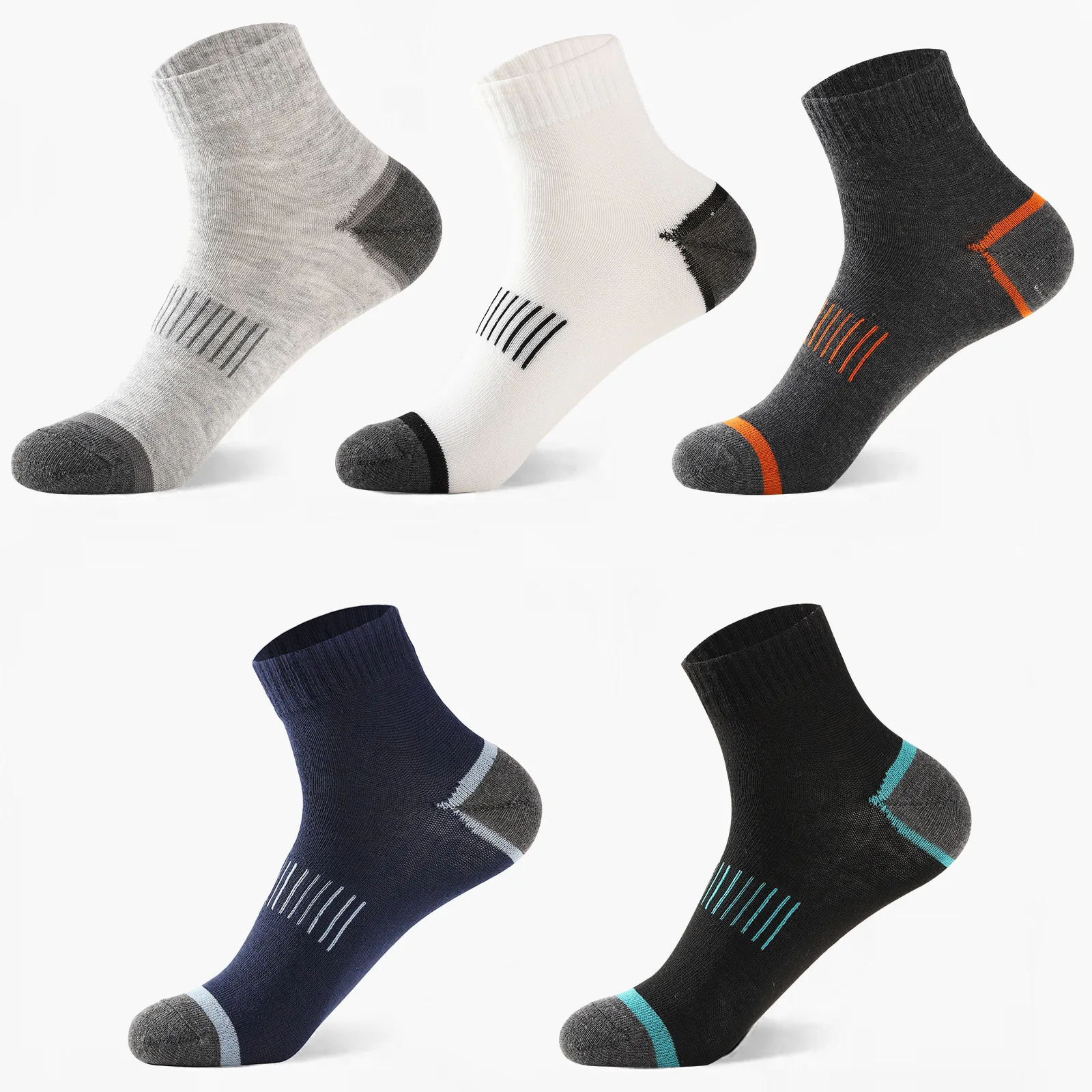 5 Pairs Men's Fashion High-Quality Cotton Socks Breathable Deodorant Men Mid Tube Socks Men's Bamboo 2024 Socks Fiber Men Socks