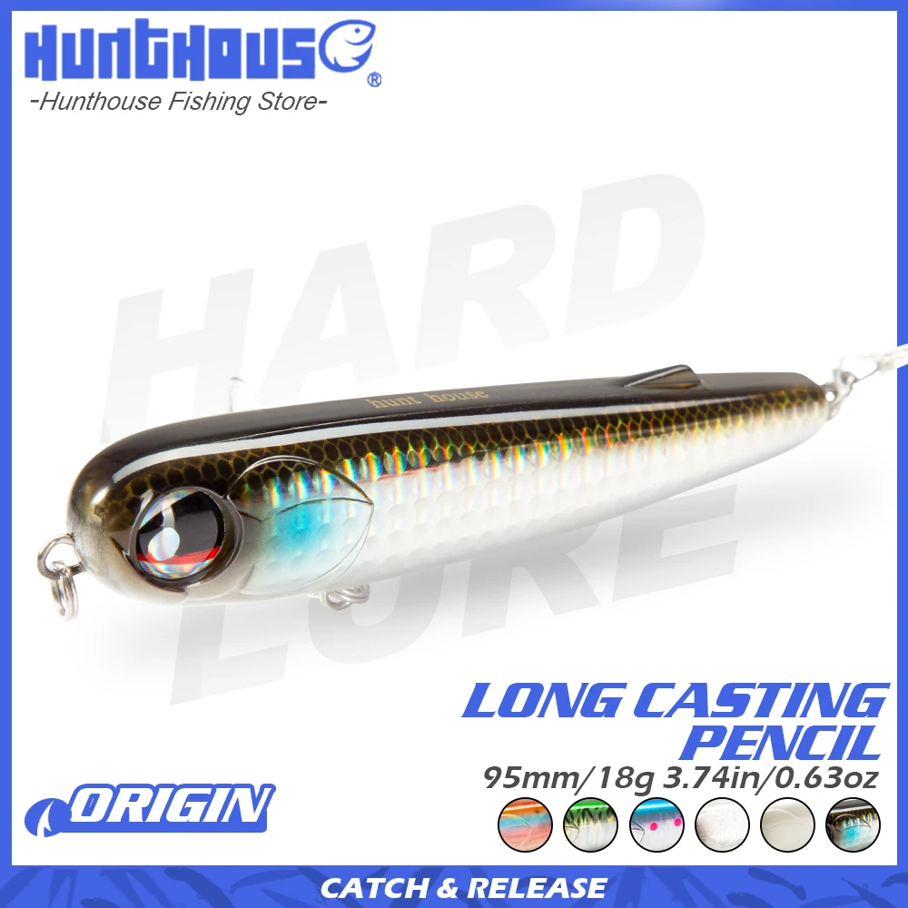 

Hunthouse Floating Pencil Fishing Lure 95mm 18g Topwater Surface Wobbler Hard Bait For Seabass Saltwater Perch Tackle