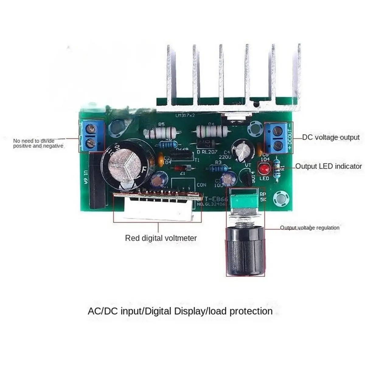 【POPULAR PICK】-Ultra-Stable LM317 Parallel Adjustable Voltage Regulator Power Supply Board Digital Display Regulator Power