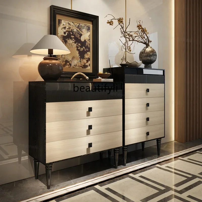 

X Chest of Drawers Combination Living Room Glass Decoration French Retro Master Bedroom Four Or Five Chests of Drawers