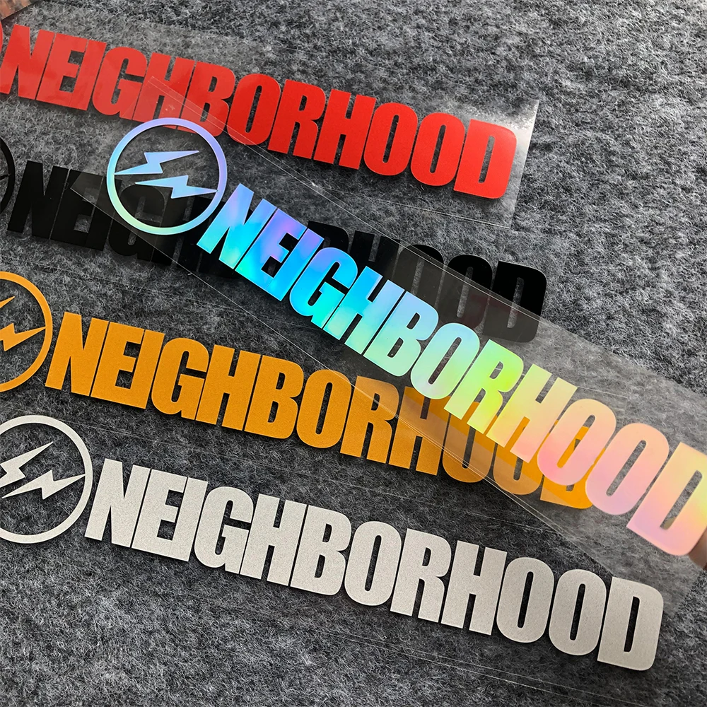 Lightning NEIGHBORHOOD Reflective Car Stickers Decor Window Body Front Rear Windshield Bumper Trunk Motorcycle Locomotive Decals